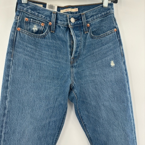 Levi’s wedgie high rise tapered slim button fly blue jeans size 25 - Picture 2 of 10